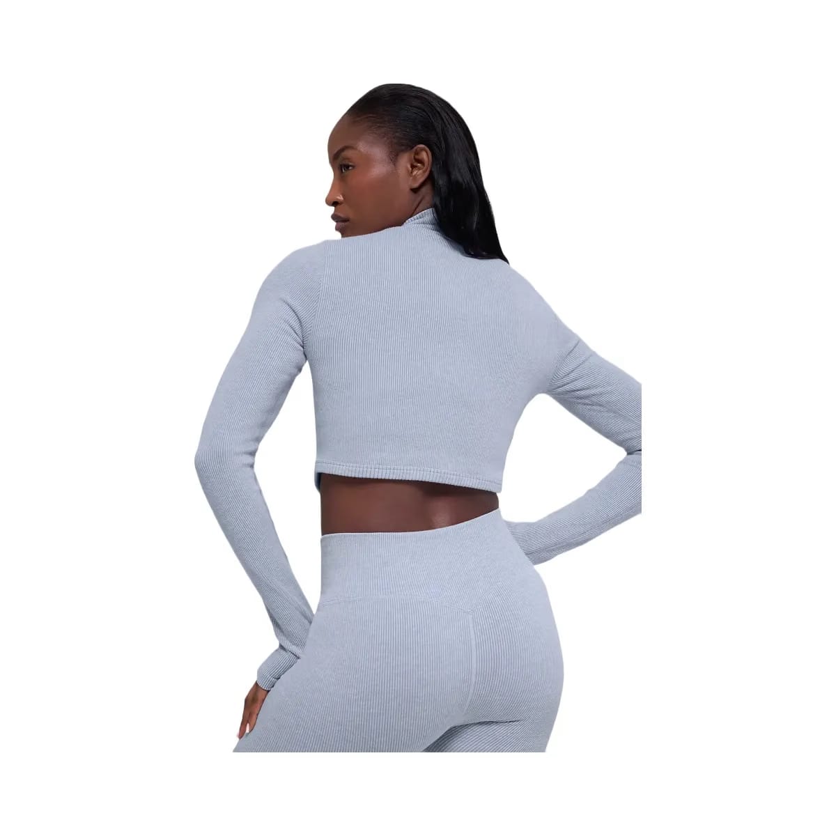 Alo Women's Seamless Two Tone Rib Jacket - Winter Frost Heather