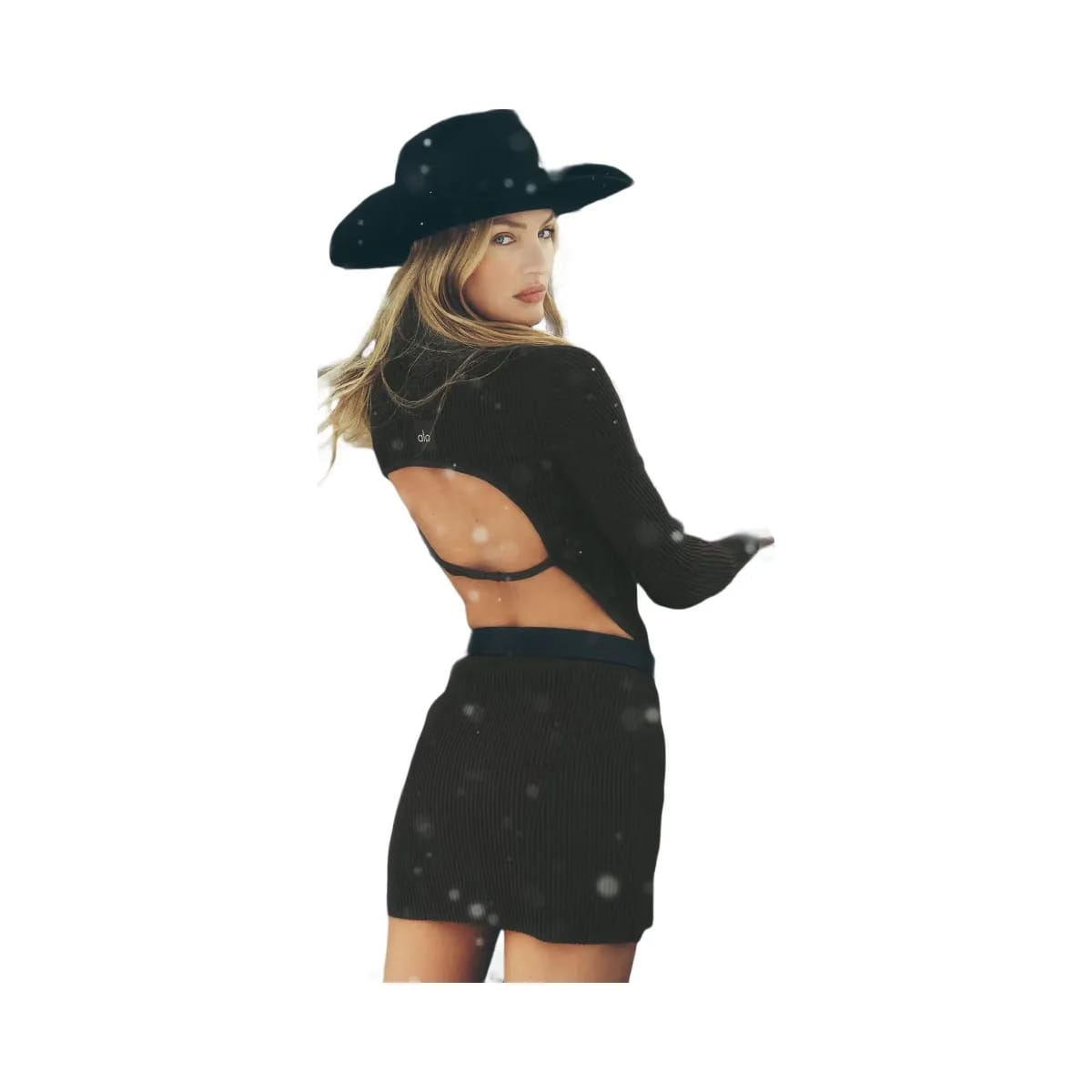 Alo Women's Denim Knit Backless Long Sleeve - Espresso/Black