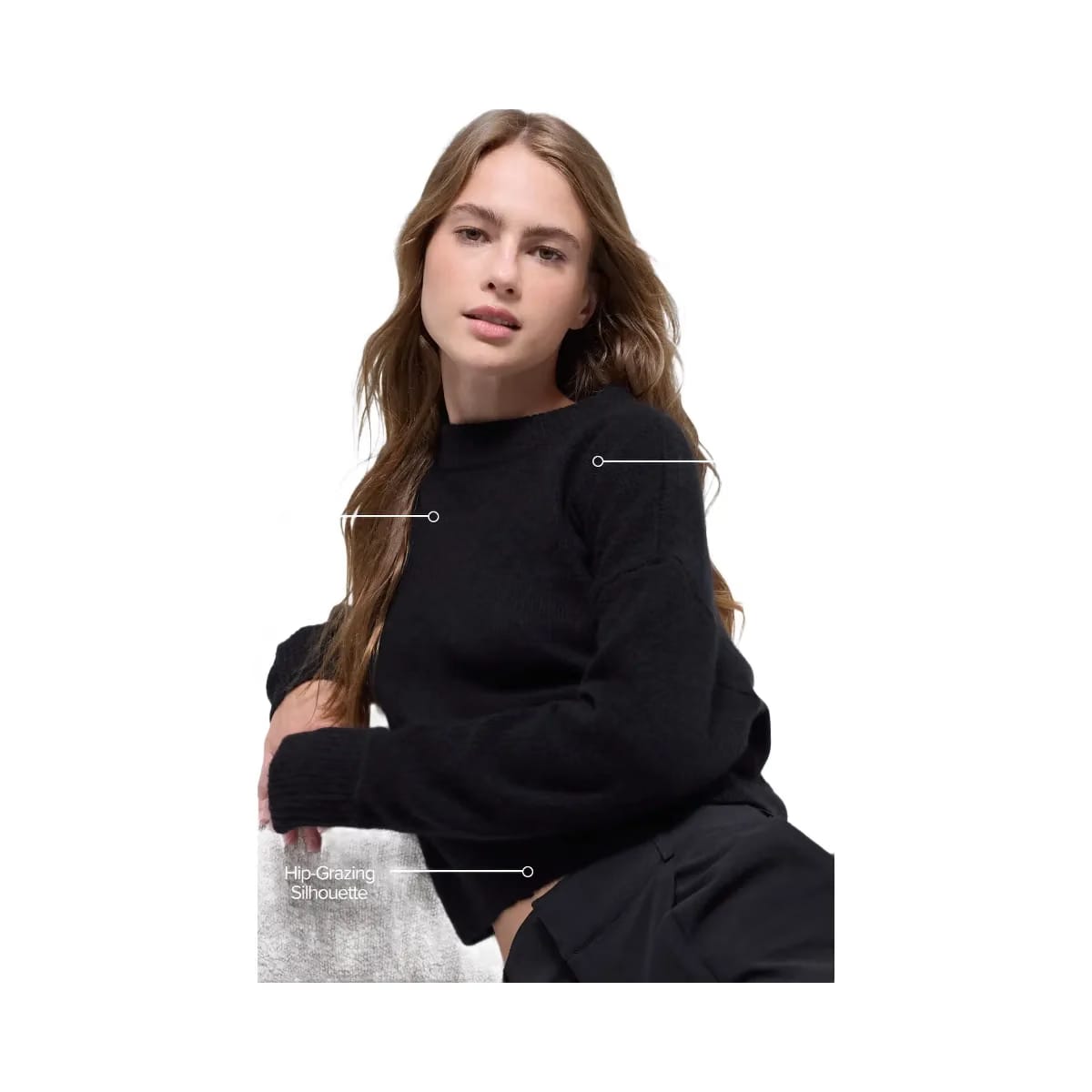 Alo Women's Wool Cashmere Cropped New Class Crewneck Sweater - Black