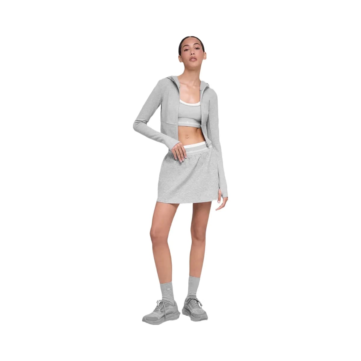 Alo Women's Sway Full Zip Hoodie - Athletic Heather Grey