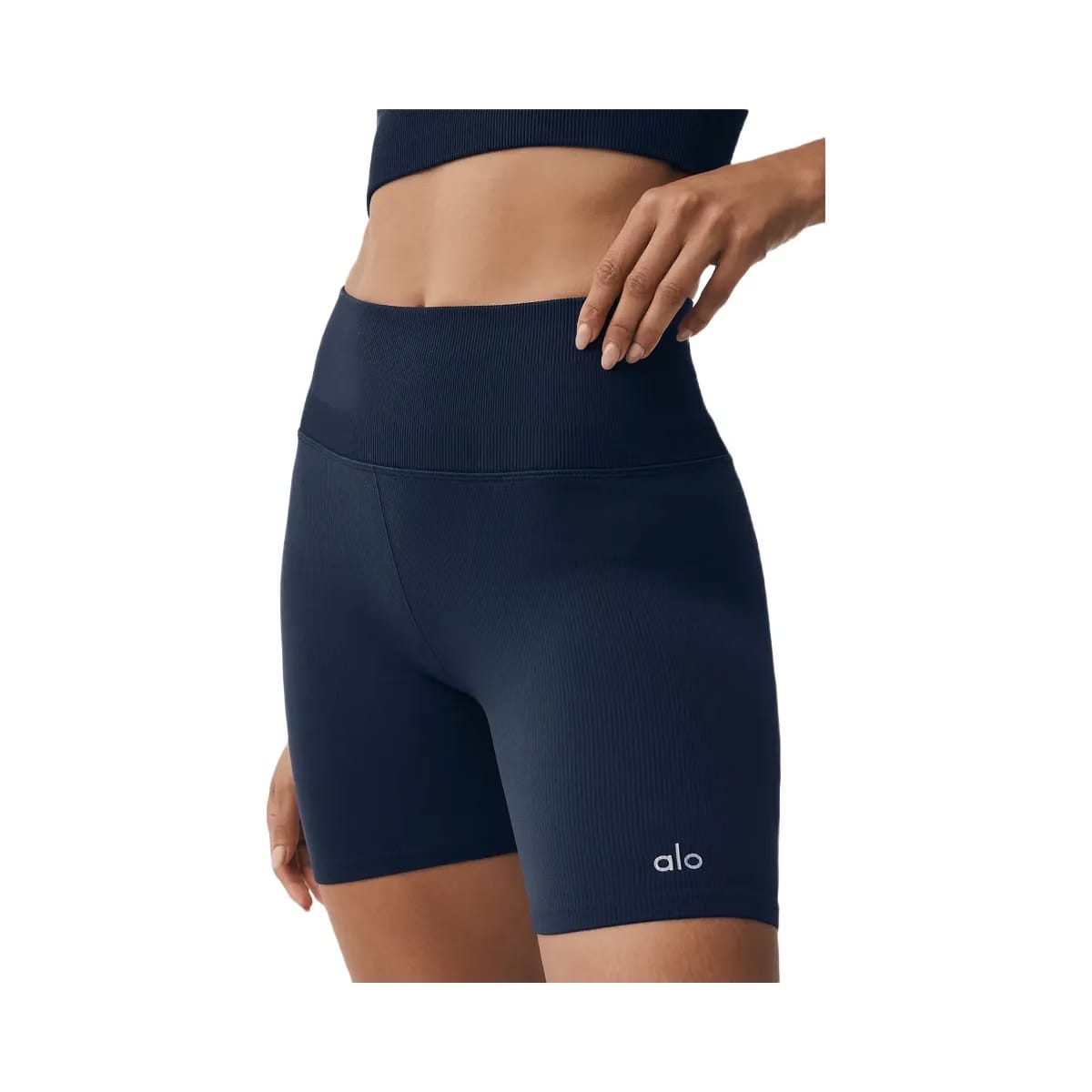 Alo Women's 5" Seamless Ribbed Favorite Short - Navy