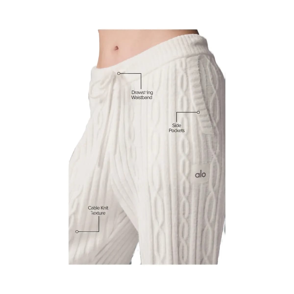 Alo Women's Cable Knit Winter Bliss Pant - Ivory