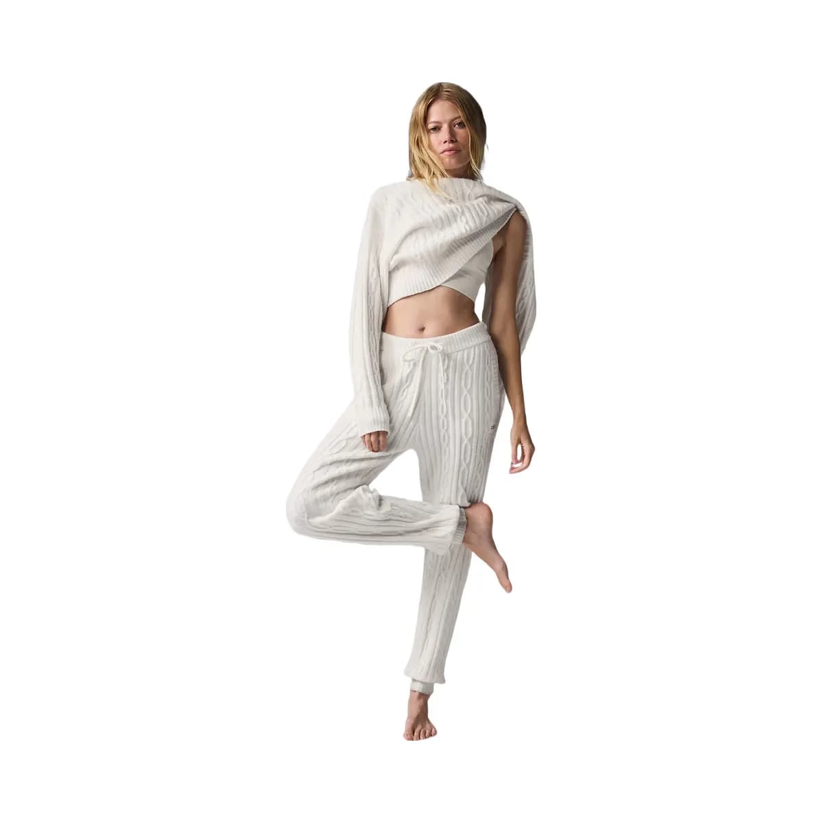 Alo Women's Cable Knit Winter Bliss Pant - Ivory