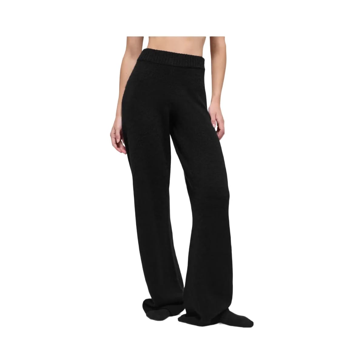 Alo Women's Wool Cashmere High-Waist New Class Wide Leg Pant - Black