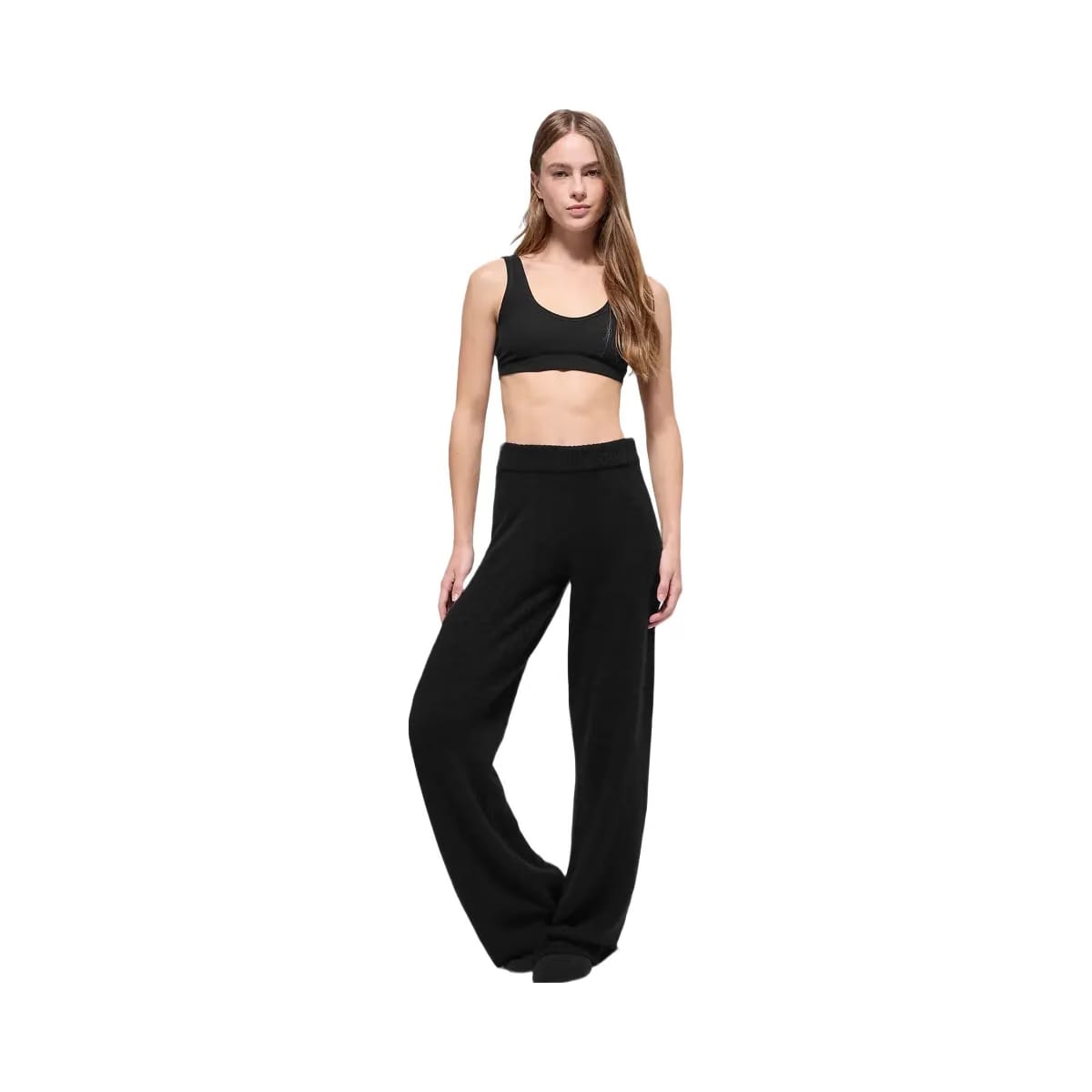 Alo Women's Wool Cashmere High-Waist New Class Wide Leg Pant - Black