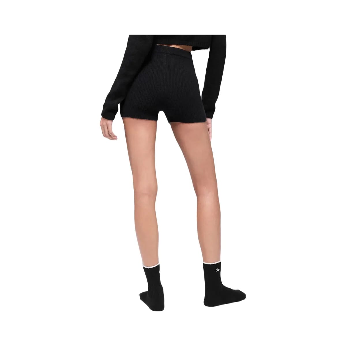 Alo Women's Wool Cashmere Ribbed Noble Short - Black