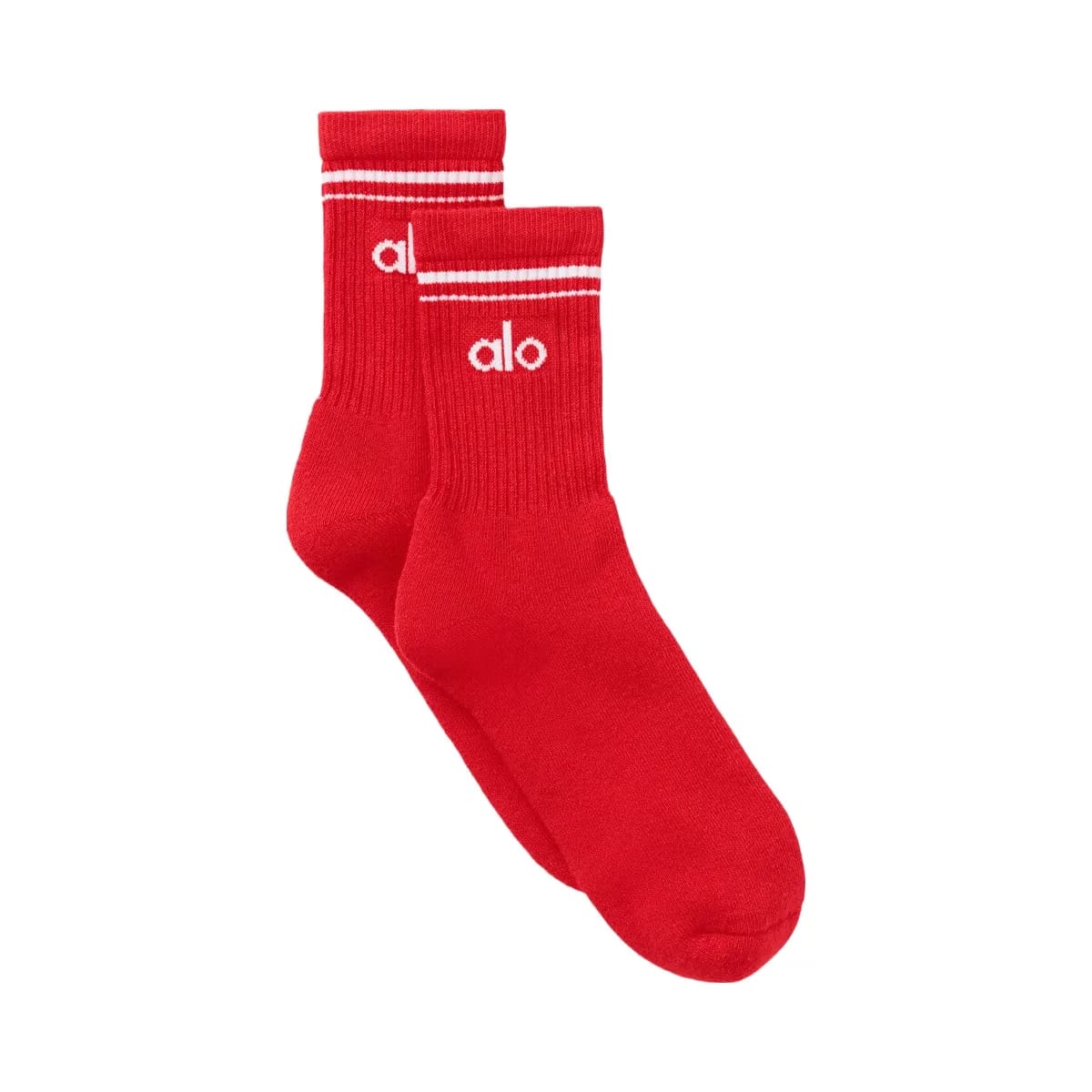 Alo Unisex Half-Crew Throwback Sock - Bright Red/White