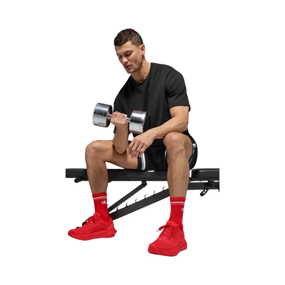 Alo Unisex Half-Crew Throwback Sock - Bright Red/White