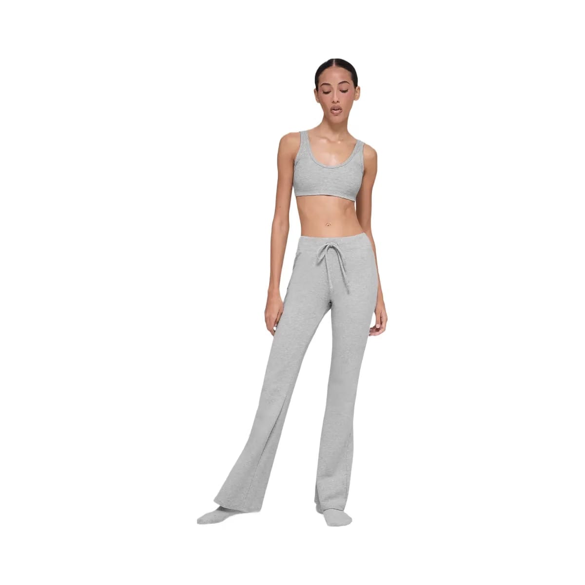 Alo Women's soft Center Stage Bra - Athletic Heather Grey
