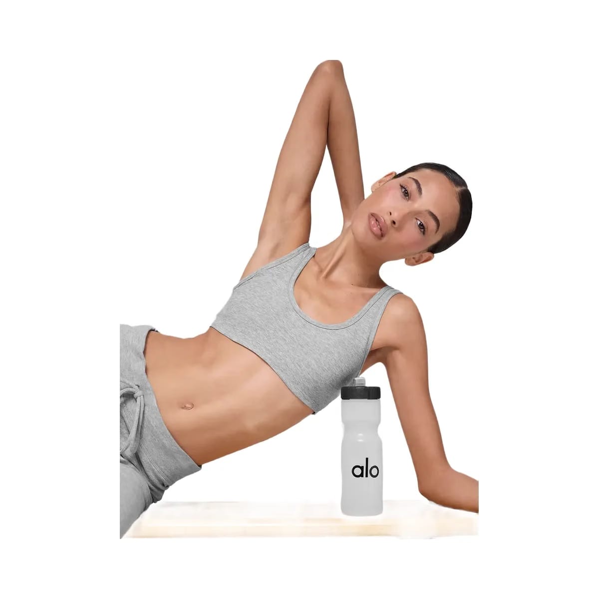 Alo Women's soft Center Stage Bra - Athletic Heather Grey