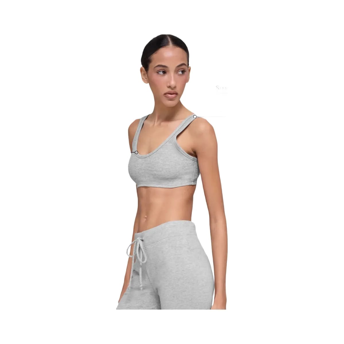 Alo Women's soft Center Stage Bra - Athletic Heather Grey