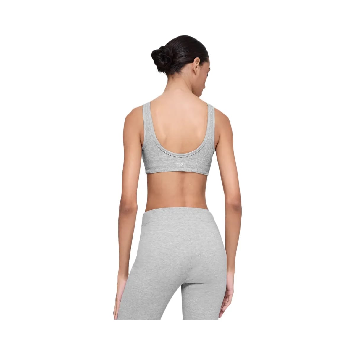 Alo Women's soft Center Stage Bra - Athletic Heather Grey