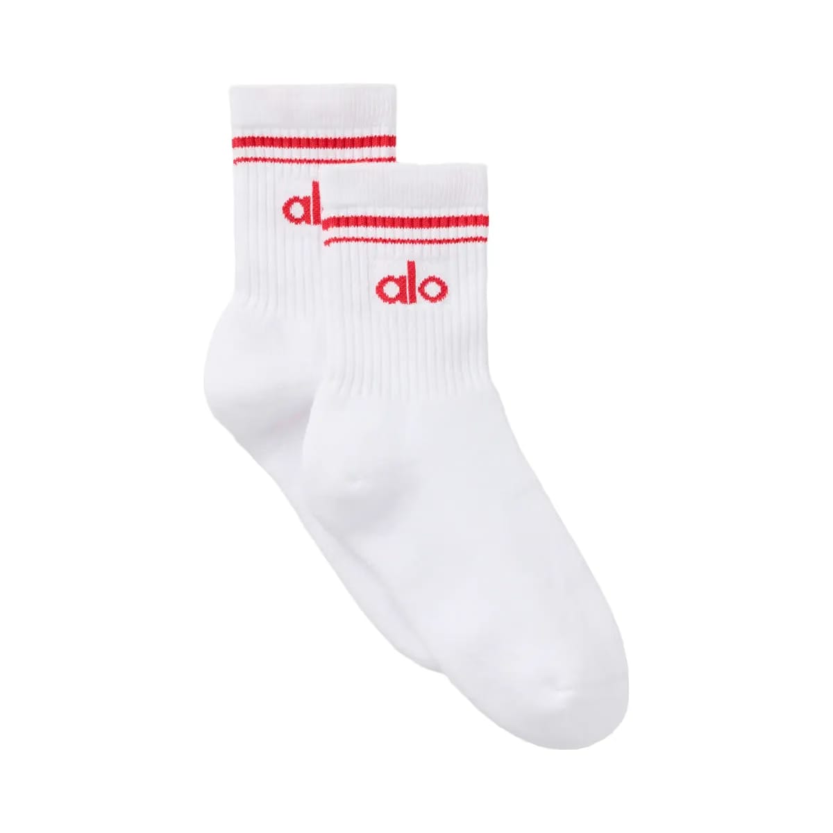 Alo Unisex Half-Crew Throwback Sock - White/Bright Red