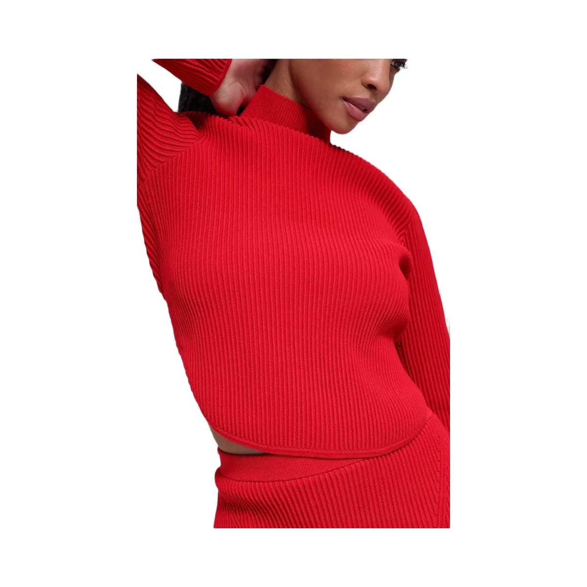 Alo Women's Denim Knit Backless Long Sleeve - Bright Red
