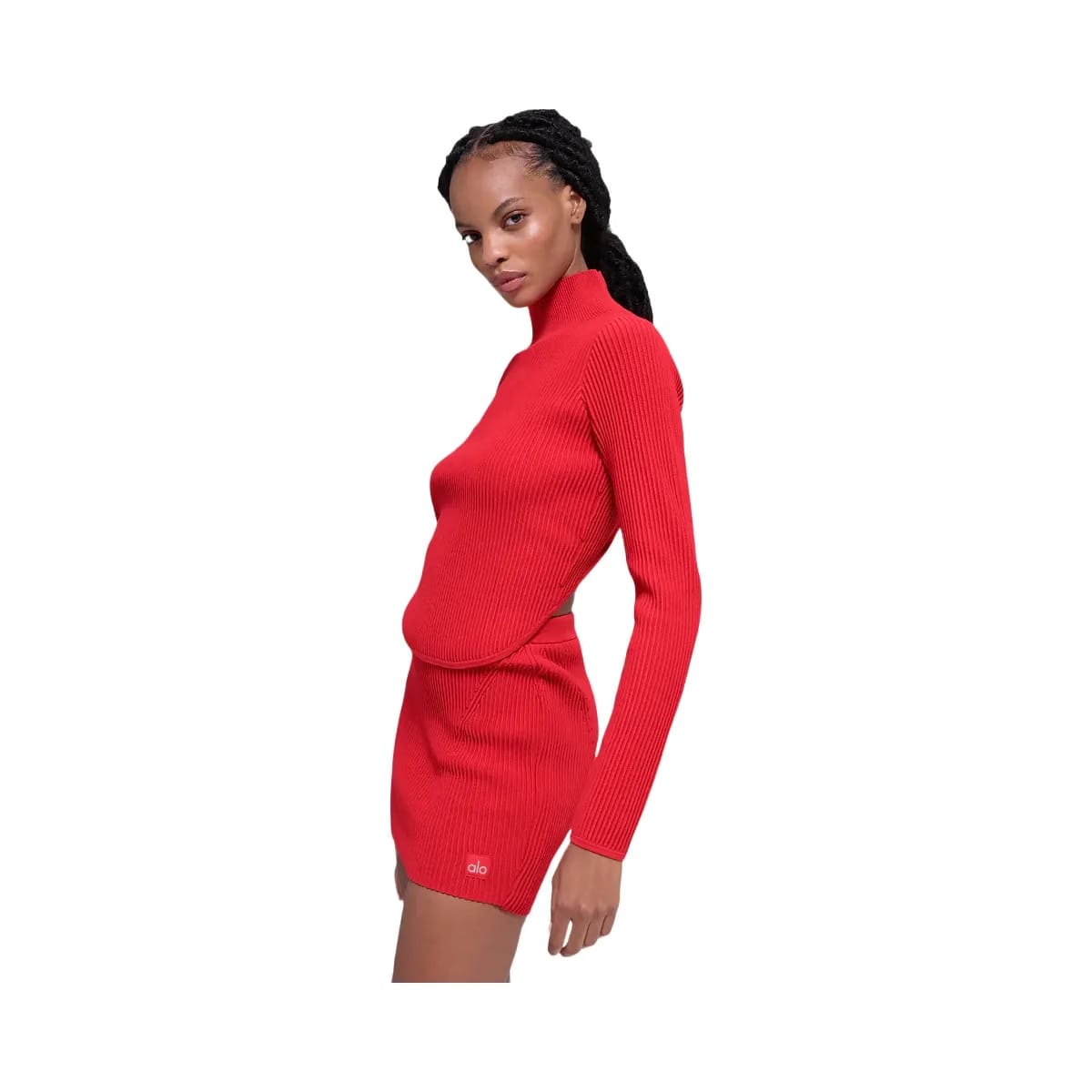 Alo Women's Denim Knit Backless Long Sleeve - Bright Red