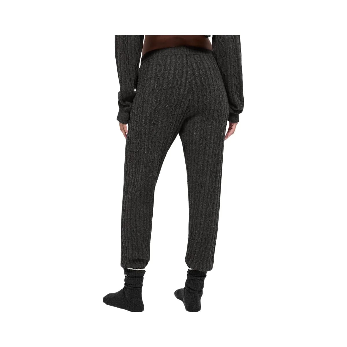 Alo Women's Cable Knit Winter Bliss Pant - Dark Heather Grey