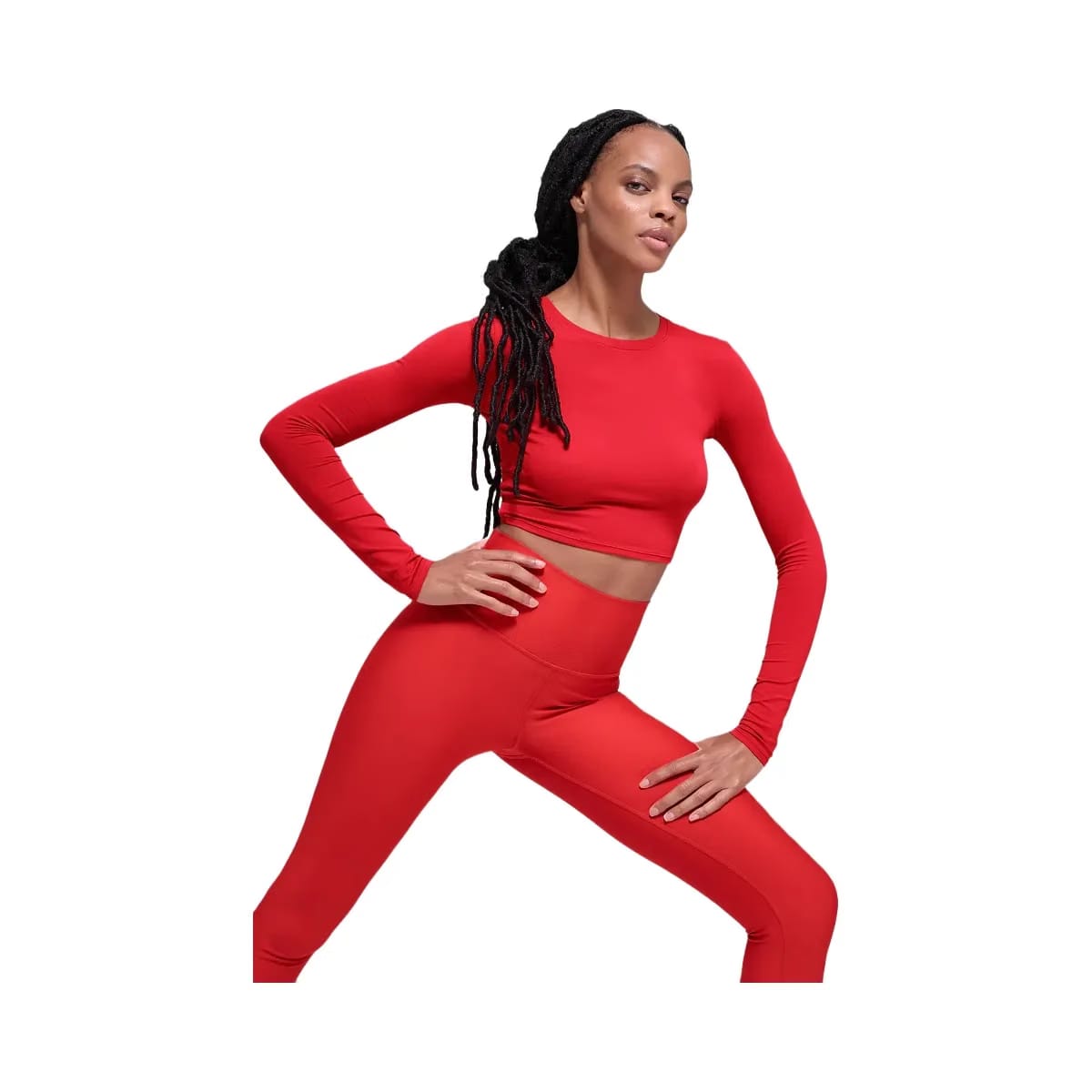 Alo Women's soft Crop Finesse Long Sleeve - Bright Red