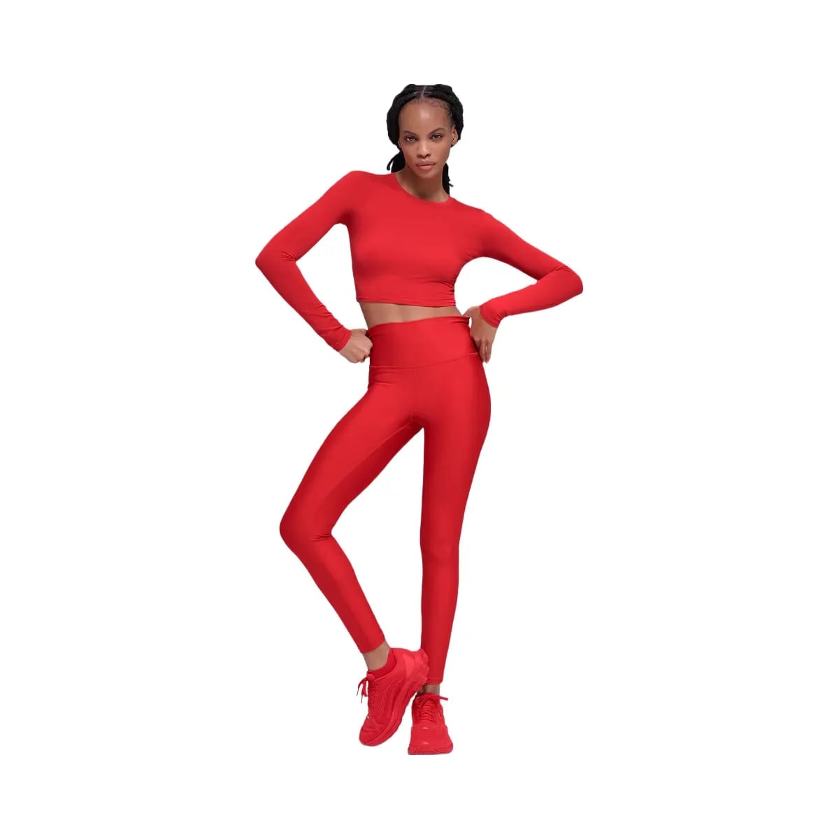 Alo Women's soft Crop Finesse Long Sleeve - Bright Red