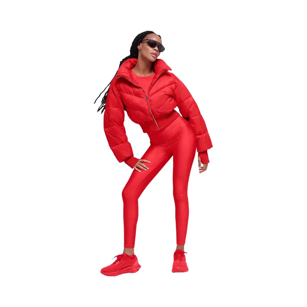 Alo Women's Cropped Atmosphere Puffer - Bright Red