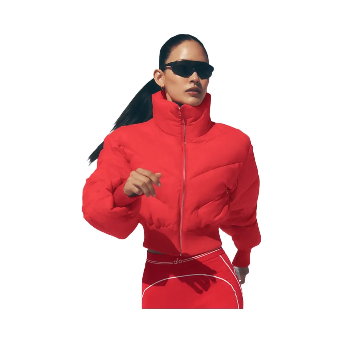 Alo Women's Cropped Atmosphere Puffer - Bright Red