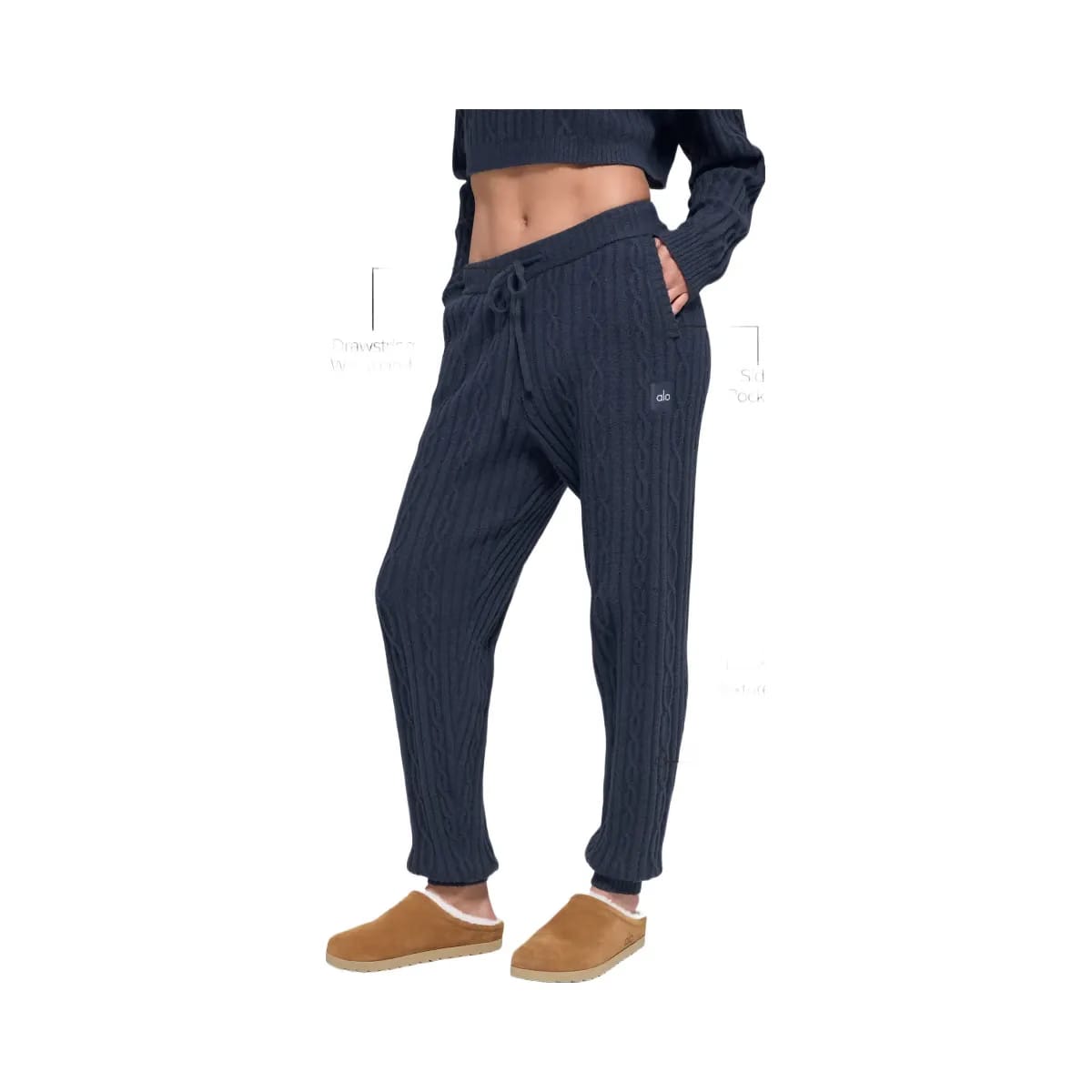 Alo Women's Cable Knit Winter Bliss Pant - Navy