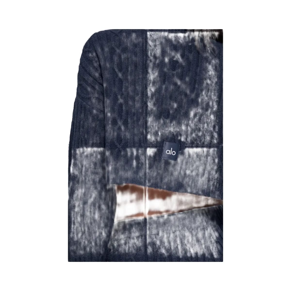 Alo Women's Cable Knit Cropped Winter Bliss Turtleneck Long Sleeve - Navy