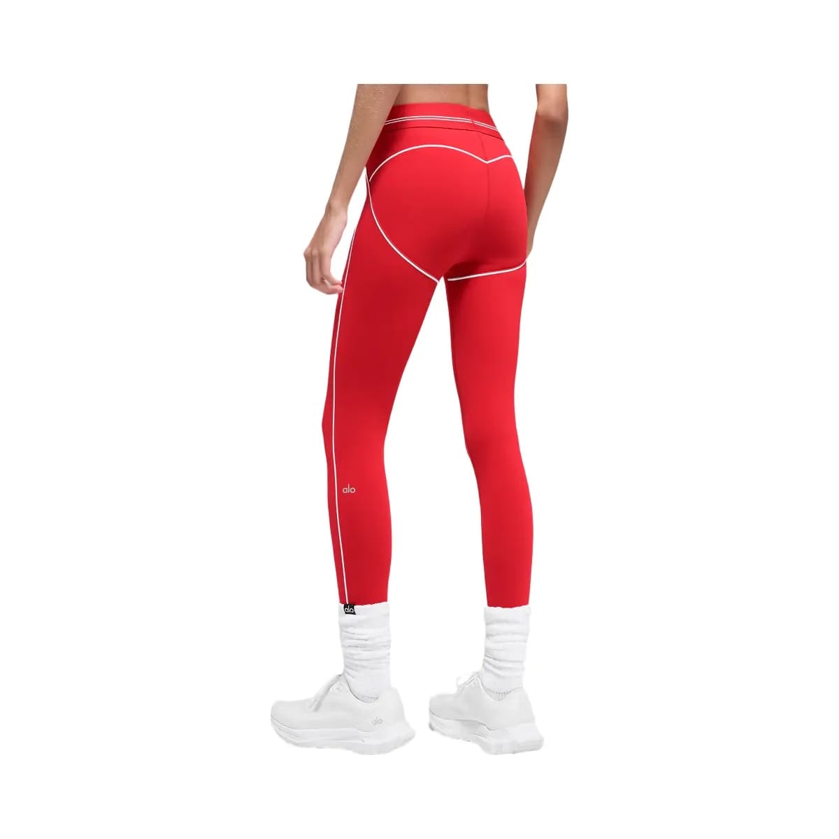 Alo Women's Airbrush High-Waist 7/8 Heart Throb Legging - Bright Red/White