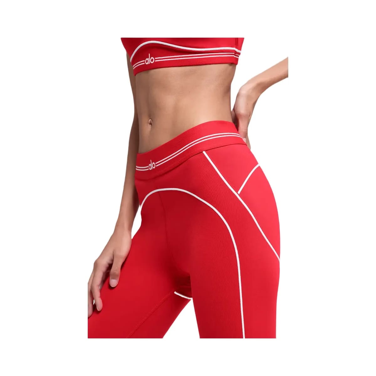 Alo Women's Airbrush High-Waist 7/8 Heart Throb Legging - Bright Red/White