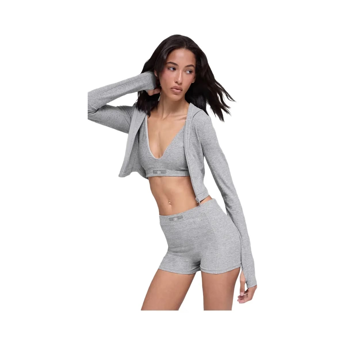 Alo Women's soft Sincere Fitted Jacket - Athletic Heather Grey