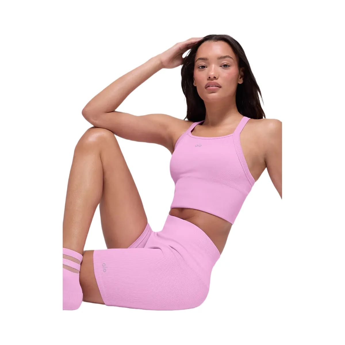 Alo Women's 5" Seamless Ribbed Favorite Short - Candy Heart Pink