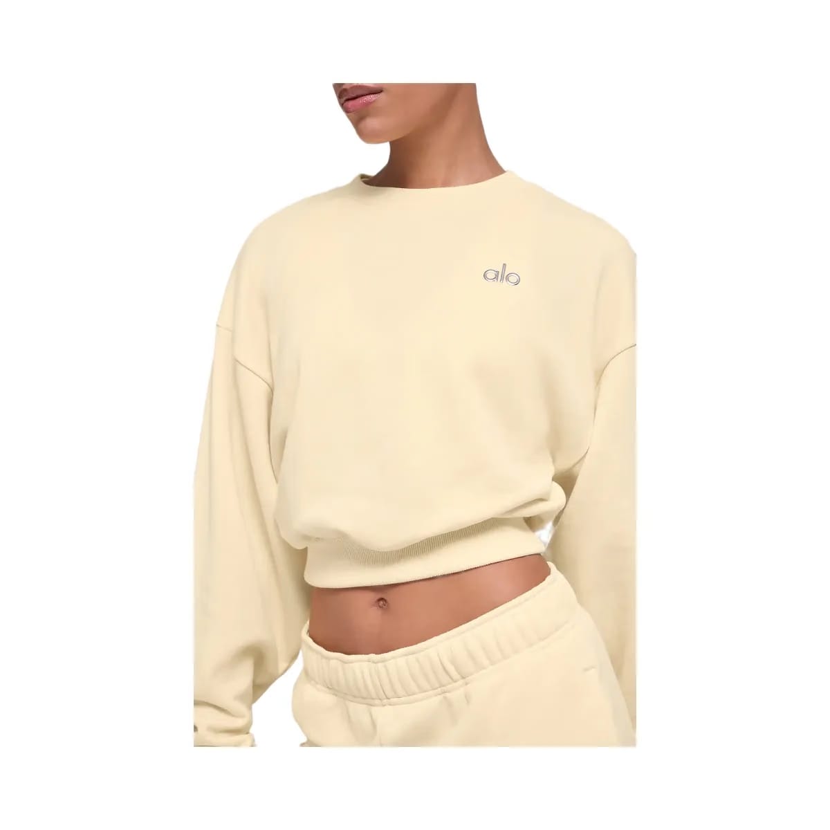 Alo Women's Cropped Accolade Crewneck - Candlelight Yellow