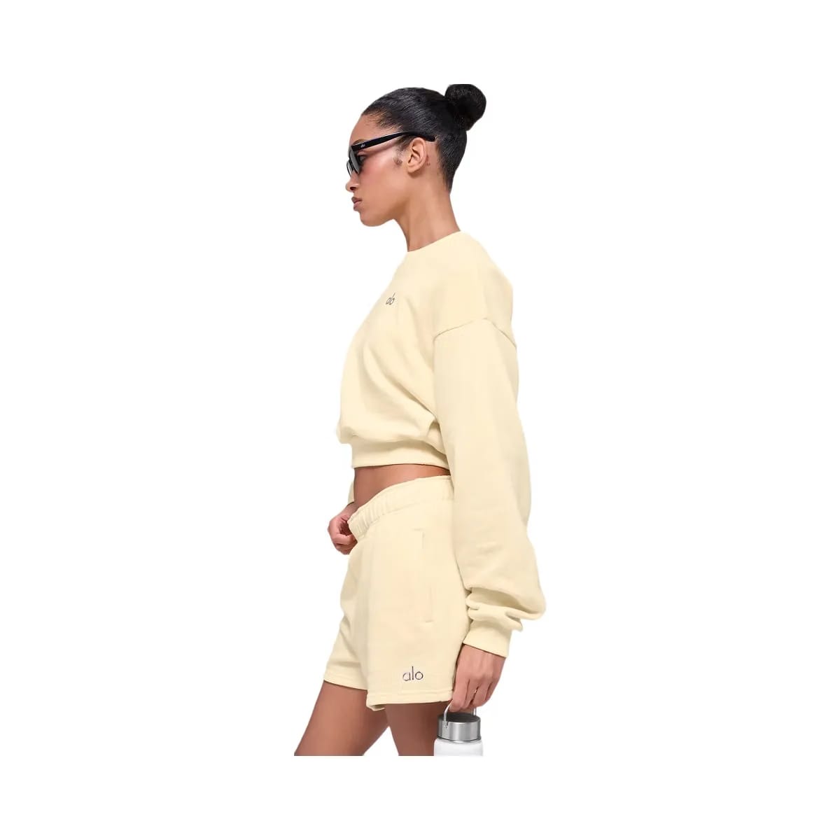 Alo Women's Cropped Accolade Crewneck - Candlelight Yellow
