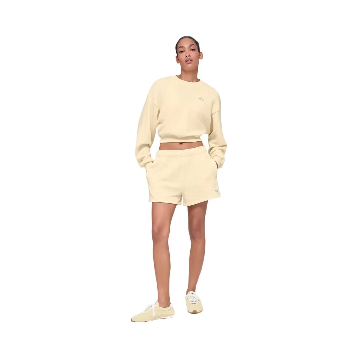Alo Women's Cropped Accolade Crewneck - Candlelight Yellow