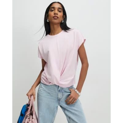Pink Twist Front T-Shirt