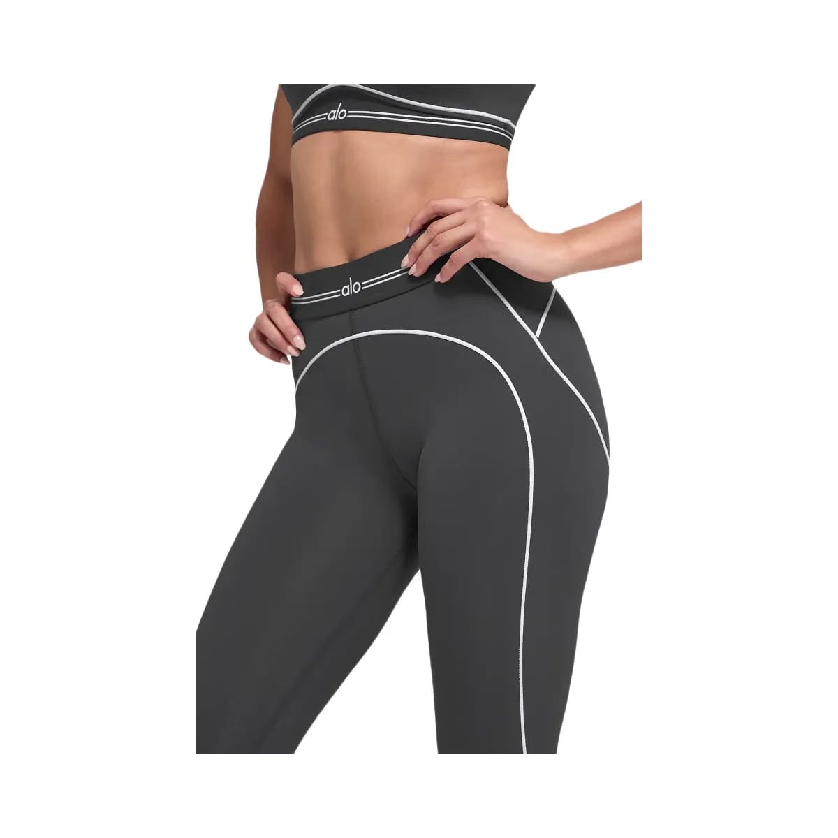 Alo Women's Airbrush High-Waist Heart Throb Legging - Anthracite/White