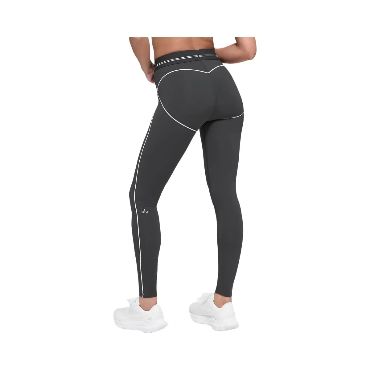 Alo Women's Airbrush High-Waist Heart Throb Legging - Anthracite/White