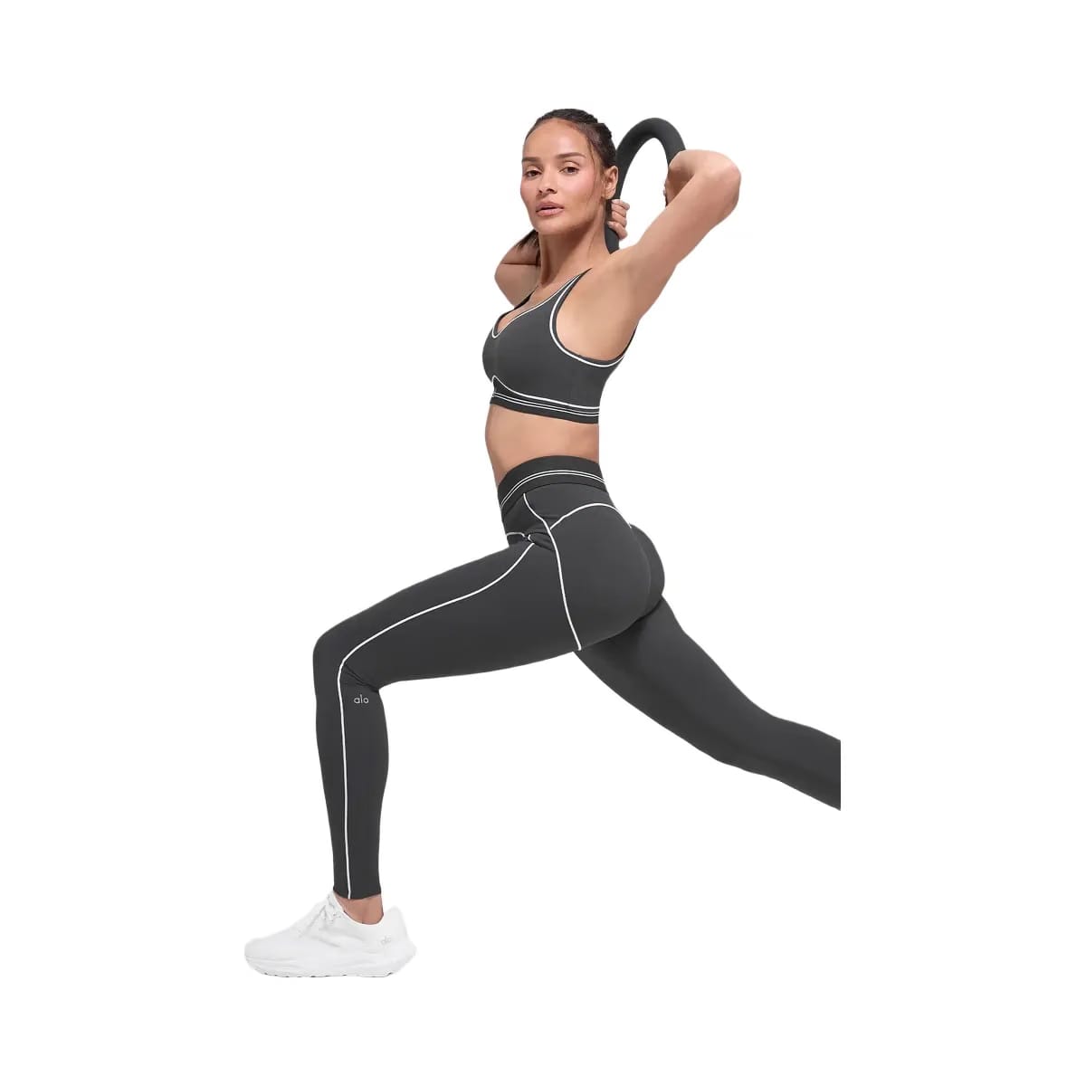 Alo Women's Airbrush High-Waist Heart Throb Legging - Anthracite/White