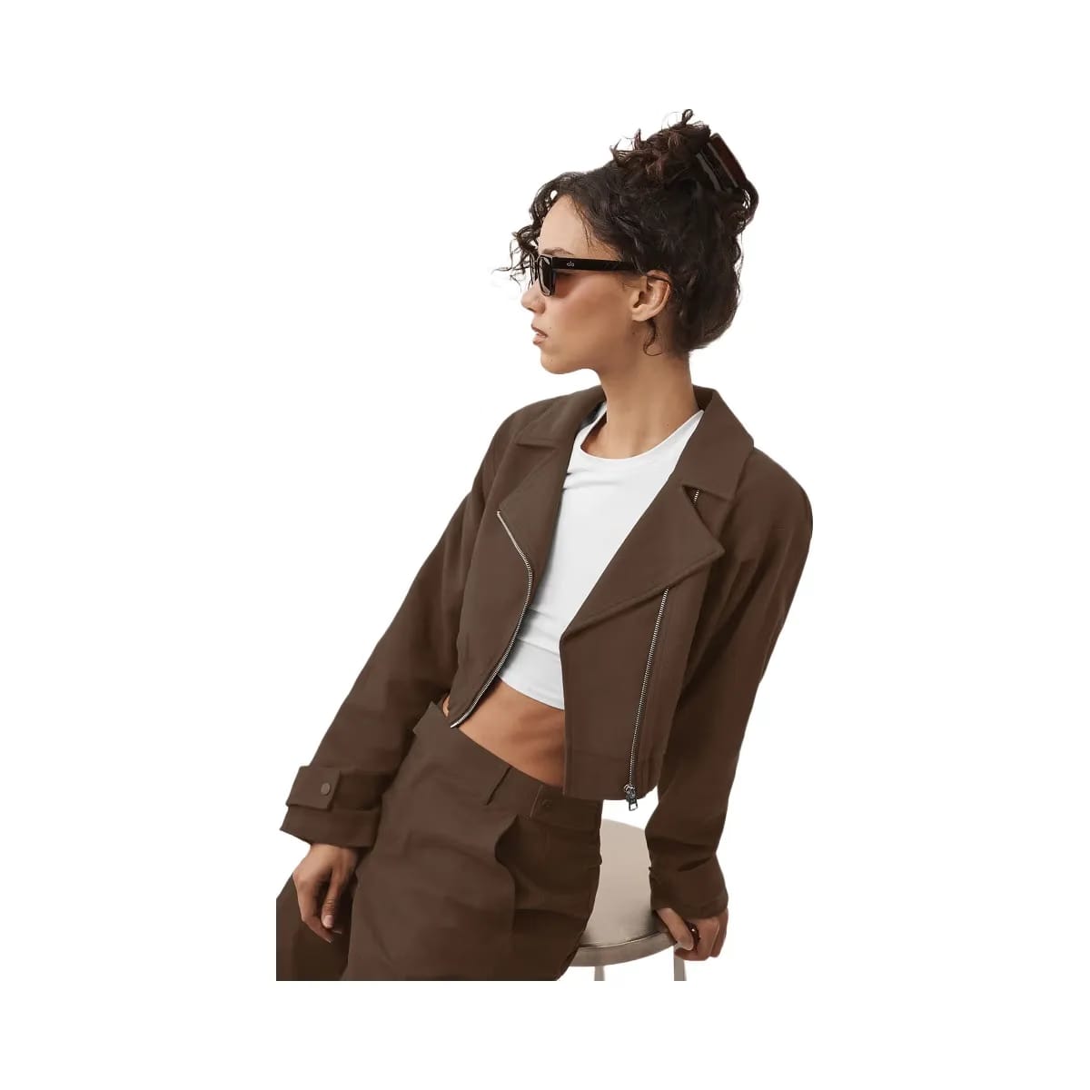 Alo Women's Cropped Cosmopolitan Jacket - Espresso