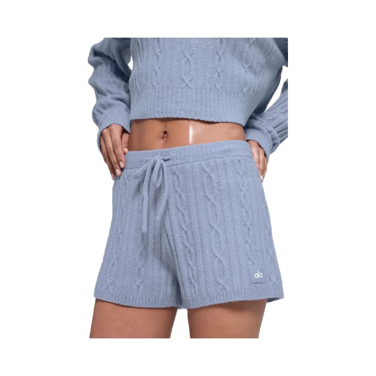 Alo Women's Cable Knit Winter Bliss Short - Winter Frost