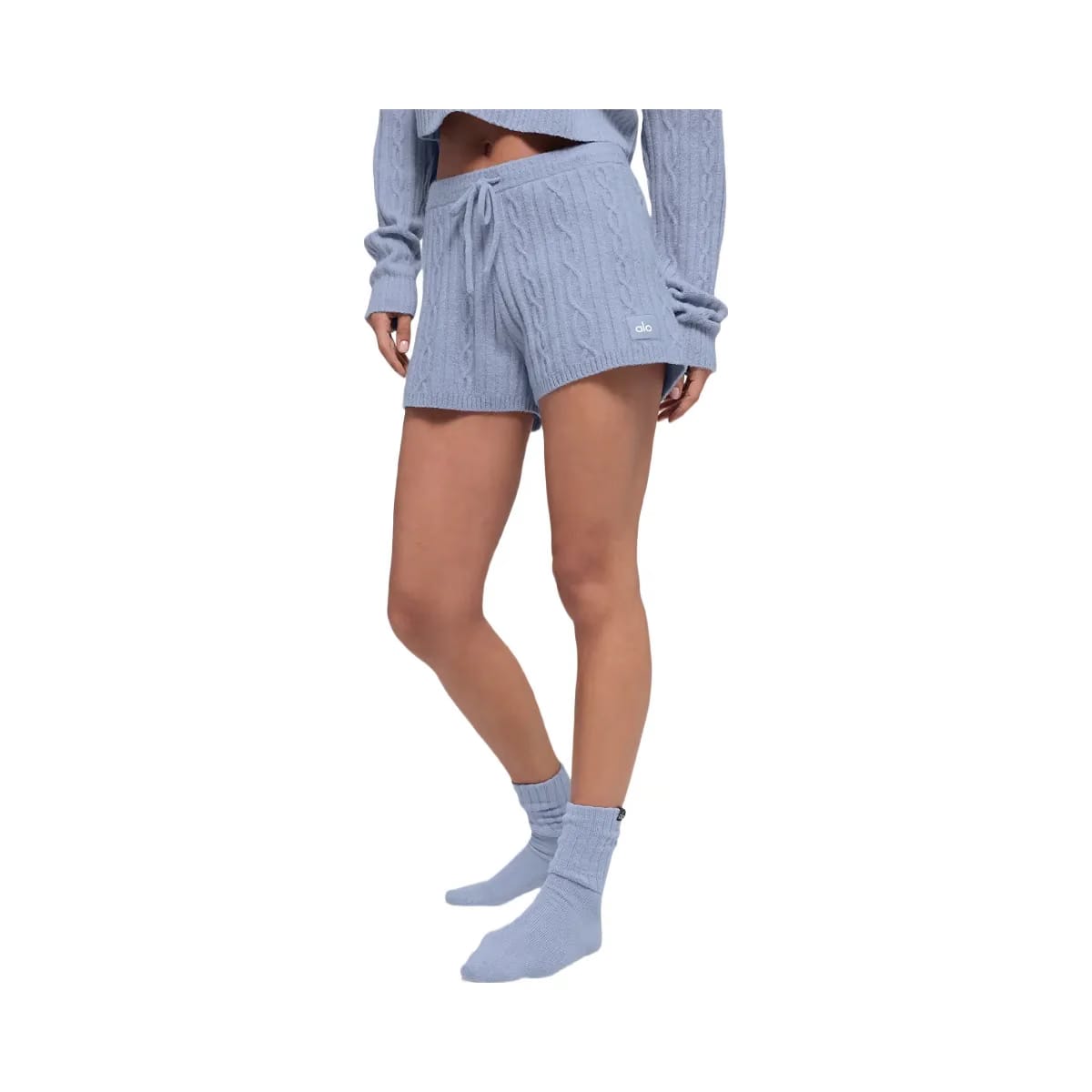 Alo Women's Cable Knit Winter Bliss Short - Winter Frost