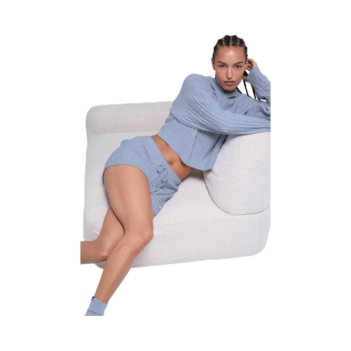 Alo Women's Cable Knit Winter Bliss Short - Winter Frost
