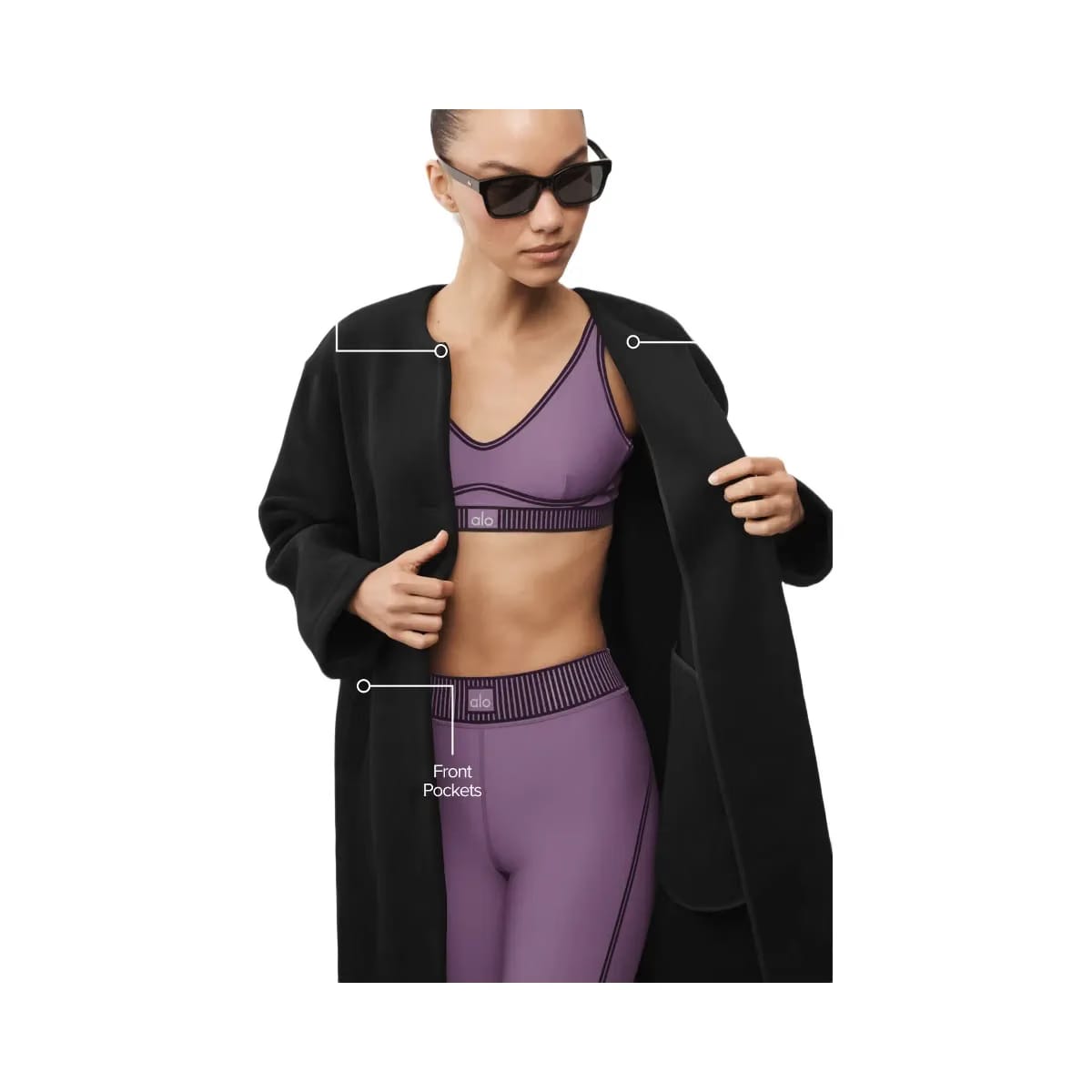 Alo Women's Double Face Wool City Girl Long Coat - Black