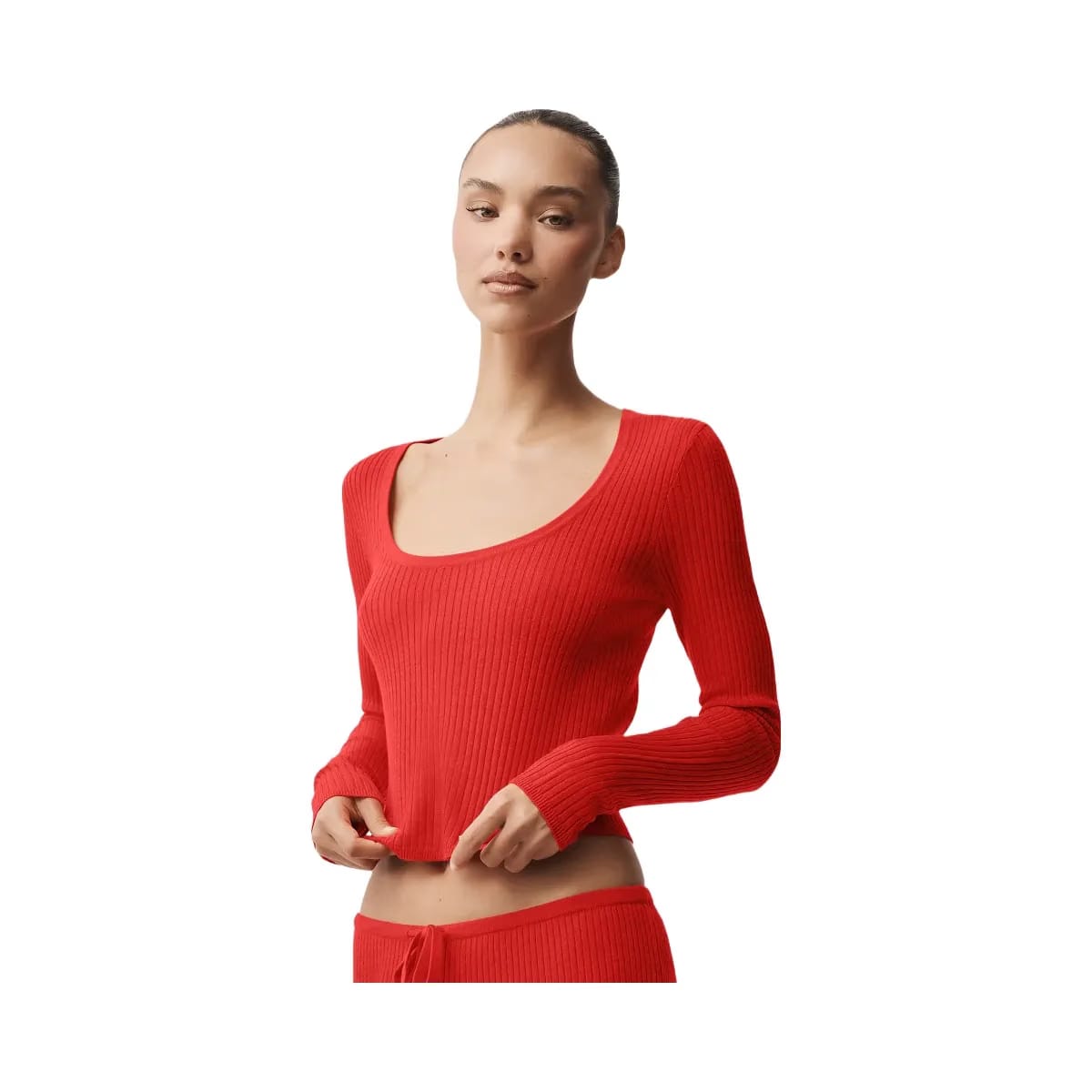 Alo Women's Sweater Knit Unwind Long Sleeve - Bright Red