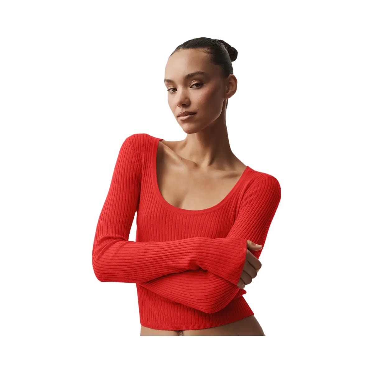 Alo Women's Sweater Knit Unwind Long Sleeve - Bright Red