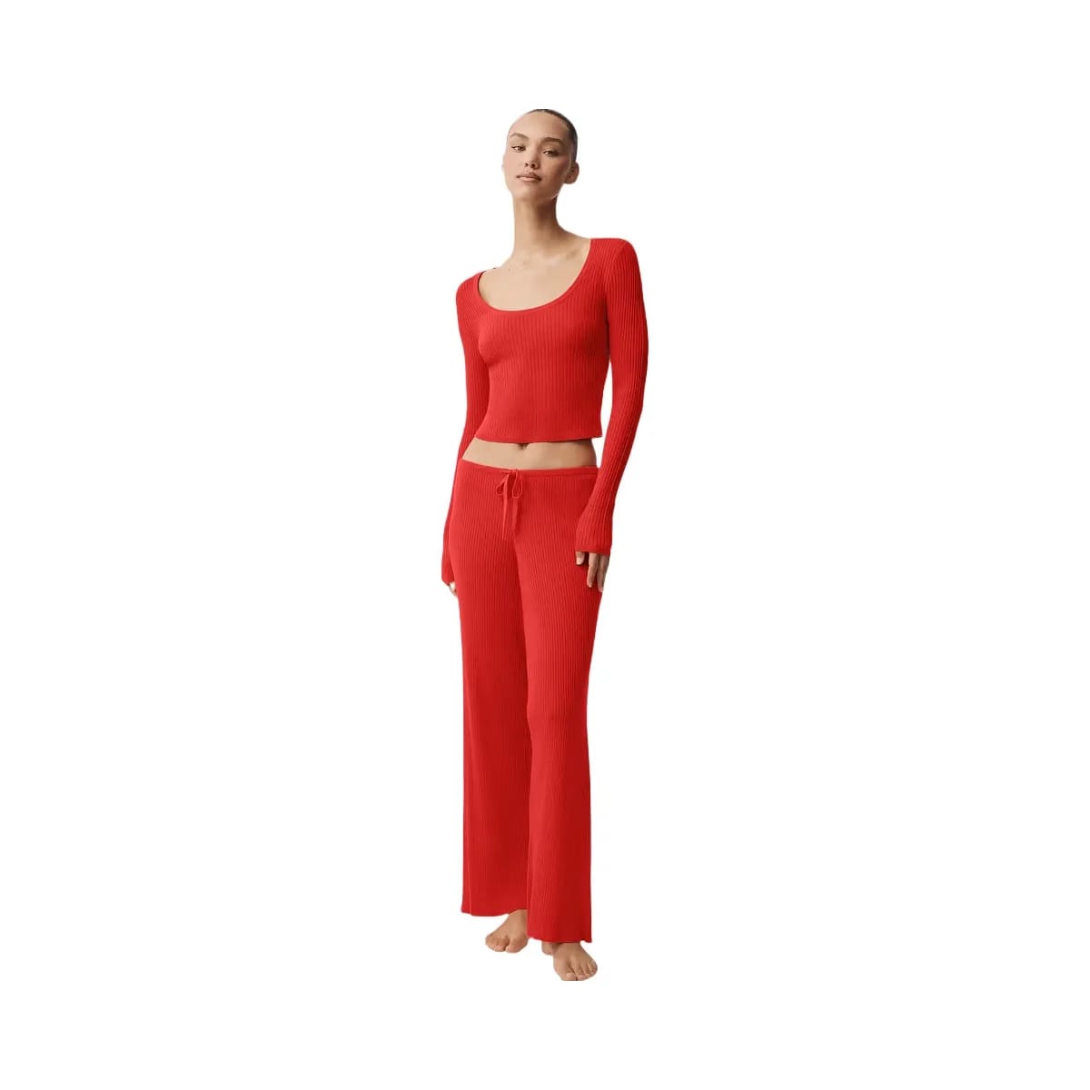 Alo Women's Sweater Knit Unwind Long Sleeve - Bright Red