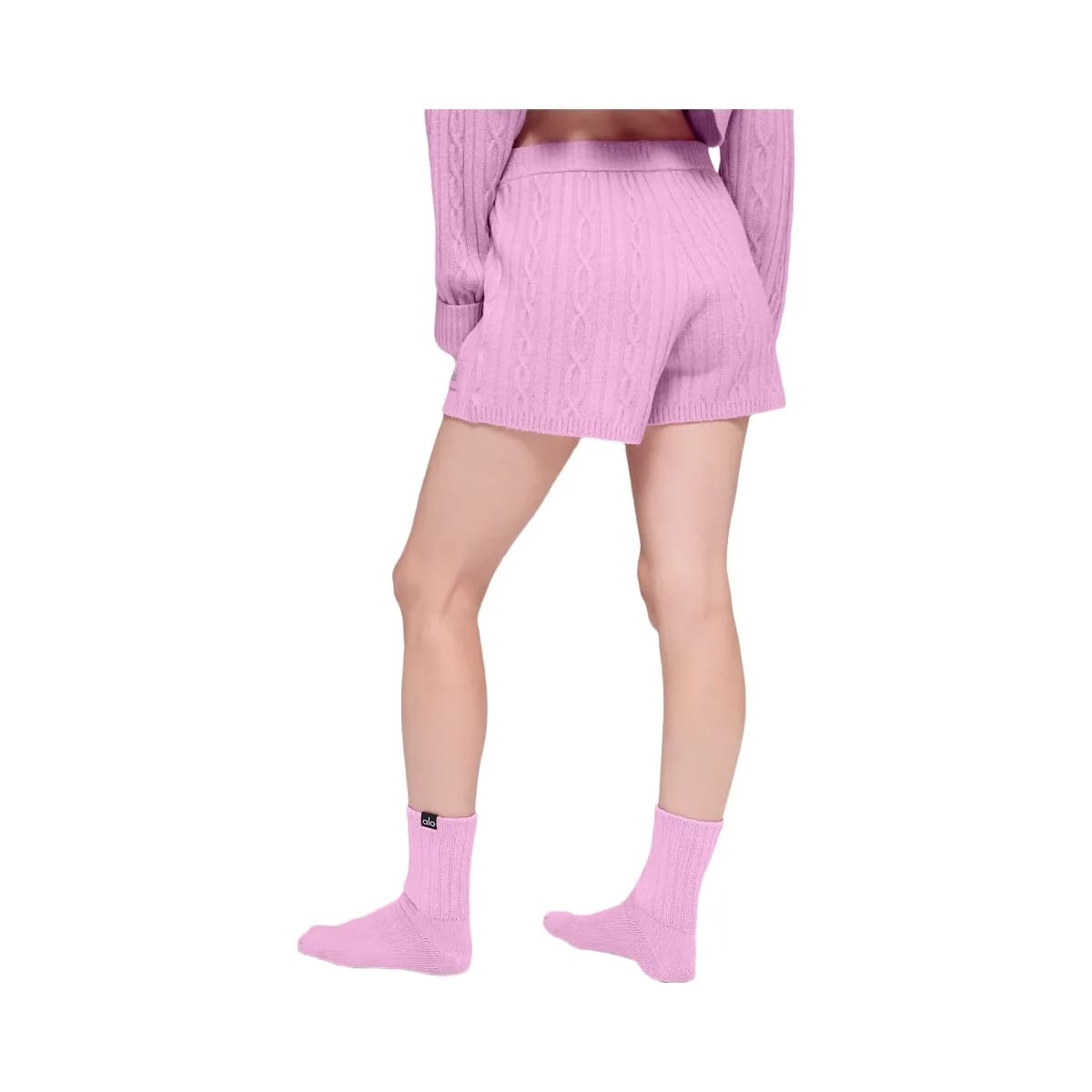 Alo Women's Cable Knit Winter Bliss Short - Candy Heart Pink