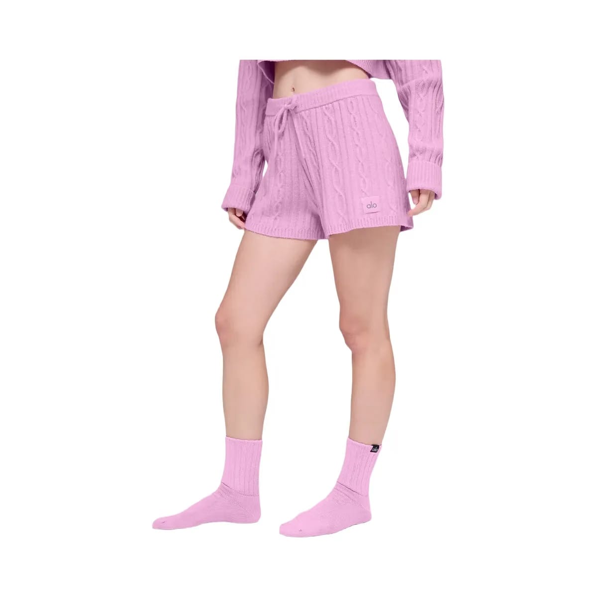 Alo Women's Cable Knit Winter Bliss Short - Candy Heart Pink