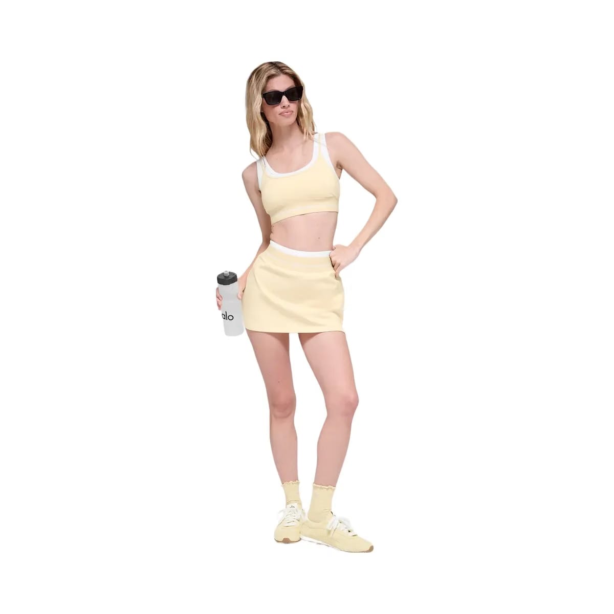Alo Women's Airbrush Better Together Tennis Skirt - Candlelight Yellow/White