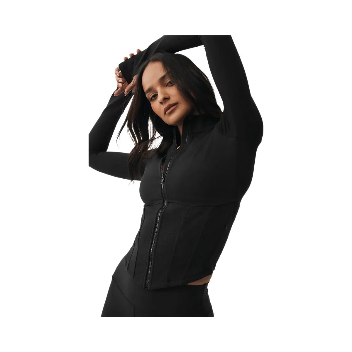 Alo Women's Airbrush Corset Full Zip Jacket - Black