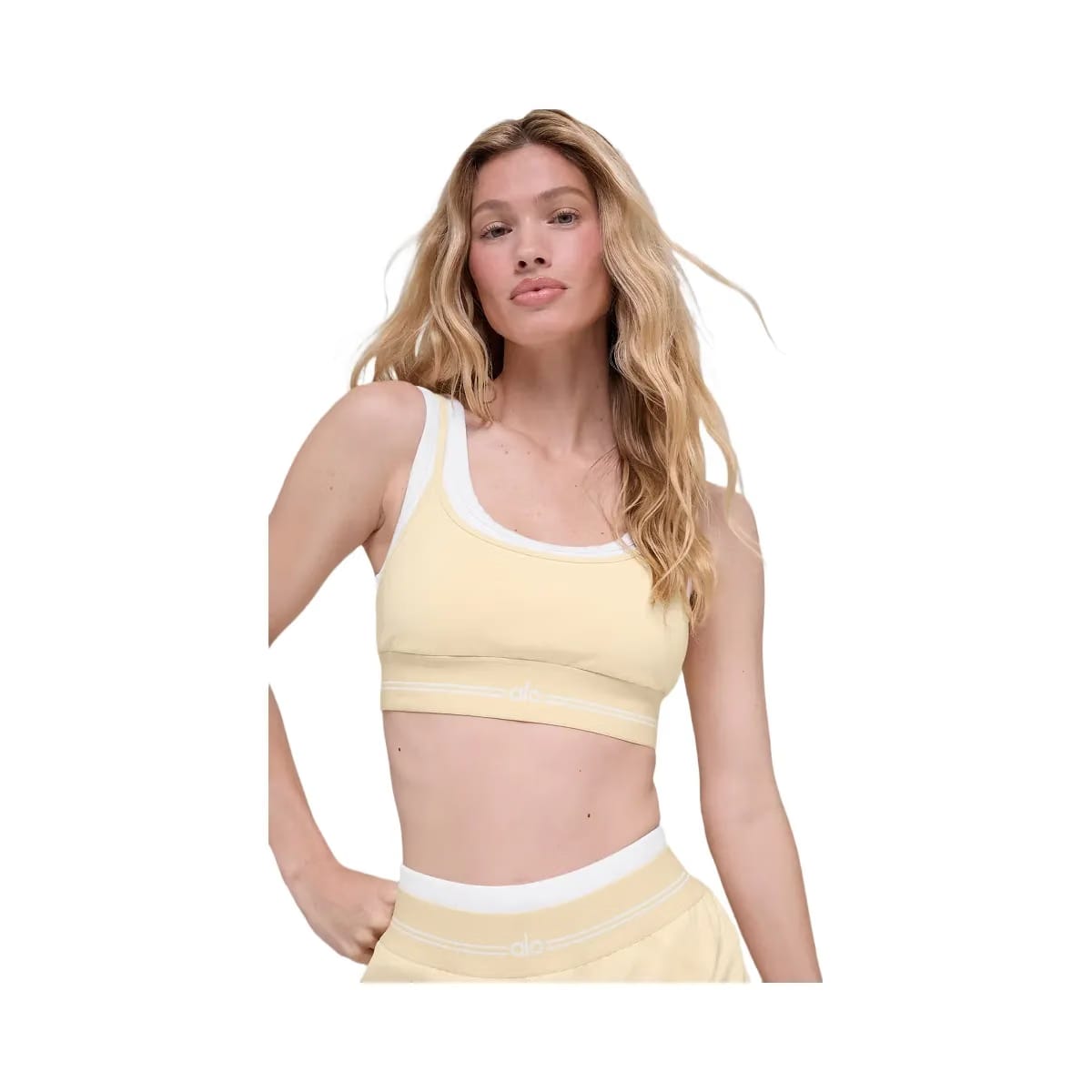 Alo Women's Airbrush Better Together Bra - Candlelight Yellow/White